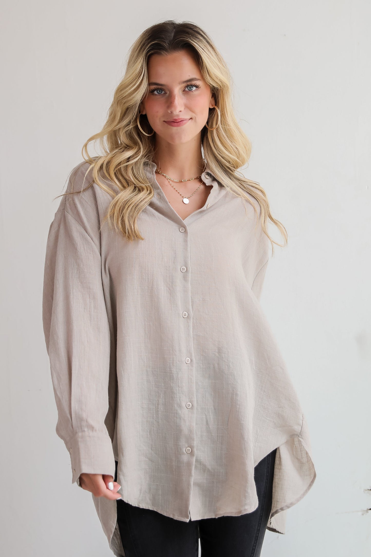 Allison Oversized Button-Up Blouse