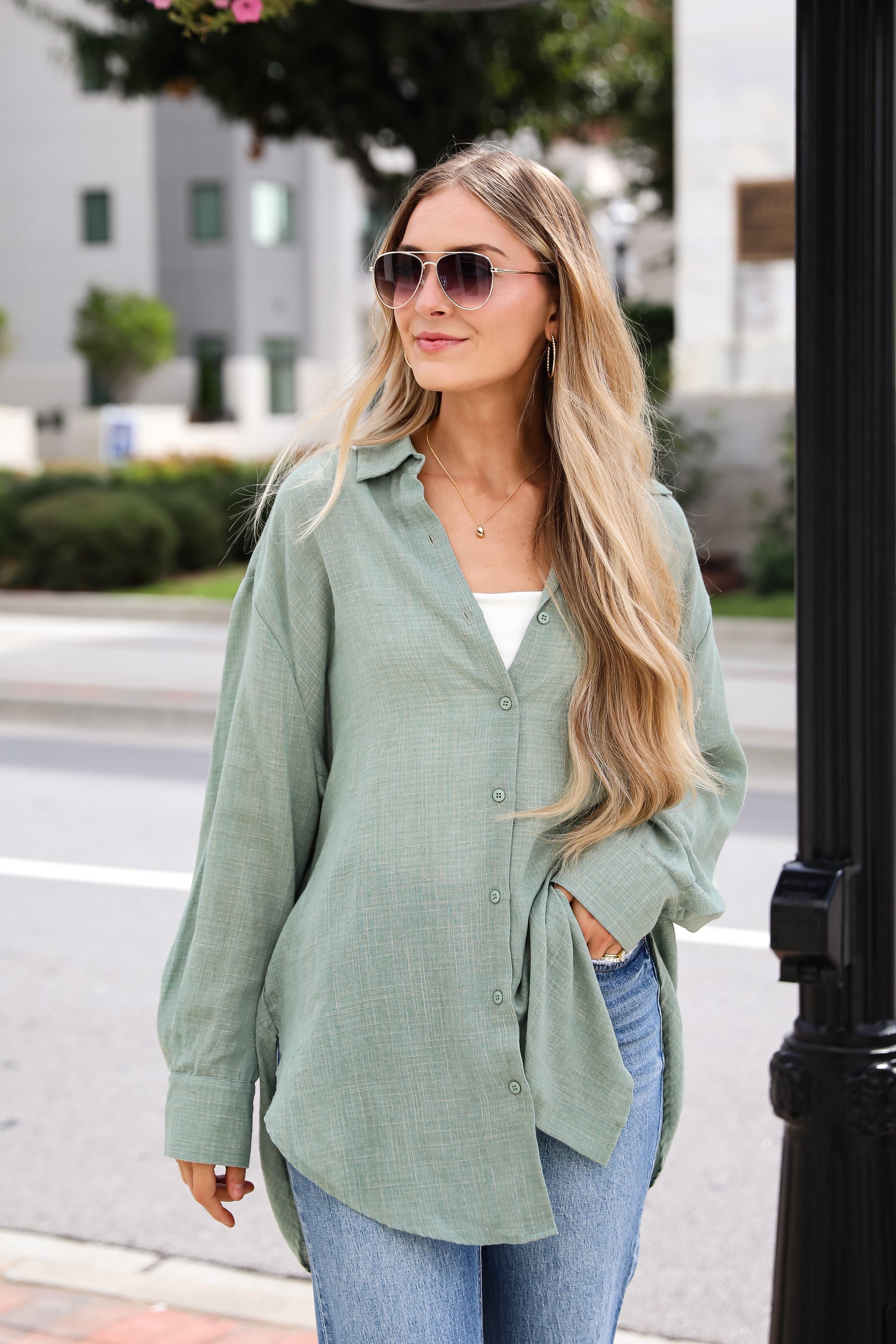 Allison Oversized Button-Up Blouse